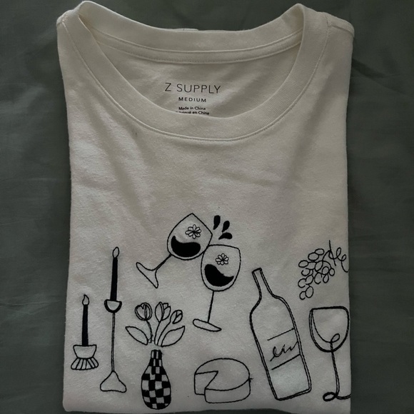 Z Supply Tops - Z Supply Cream Graphic Tee - Short Sleeve